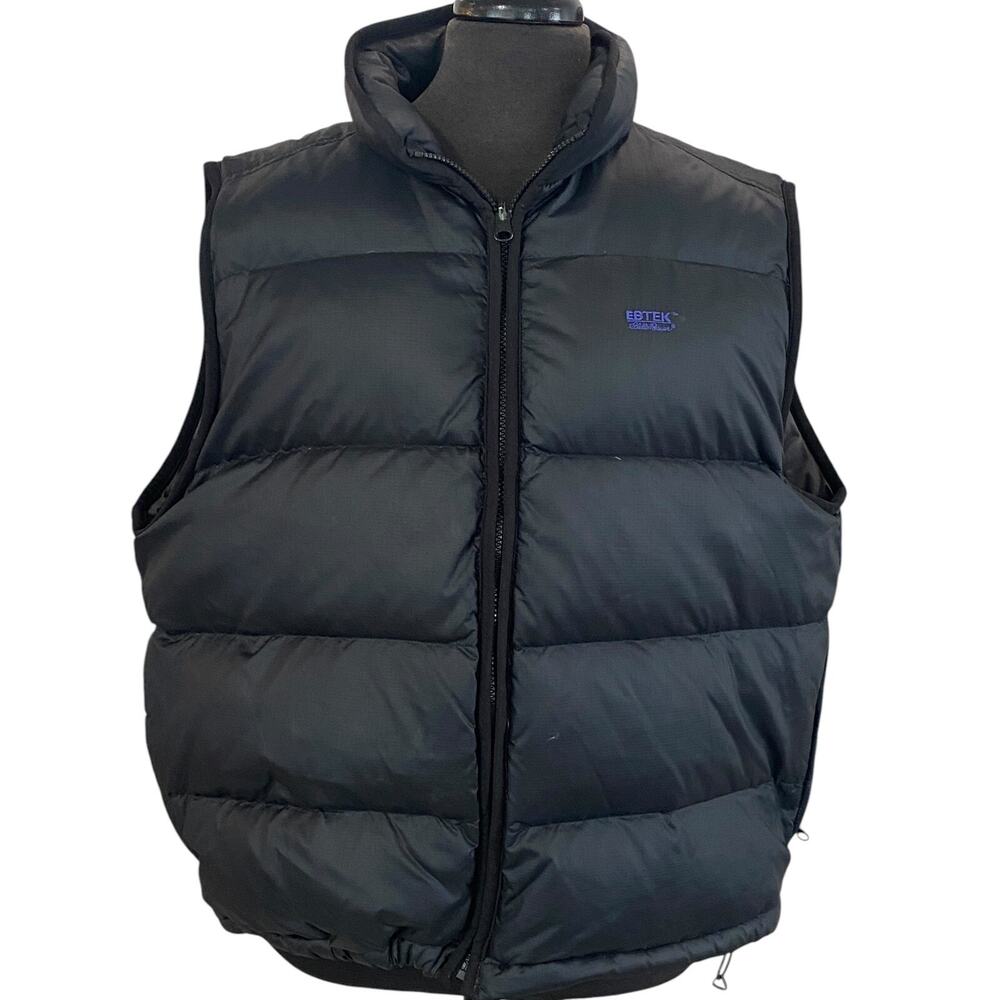 Mens Large Eddie Bauer Ebtek Goose Down Vest Black Full Zip Puffer Jacket